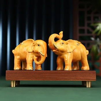 1 чифт 10,5 см гурме порцеланова скулптура Щастлив слон с основание за декориране на дневната