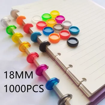 1000ШТ 18ММ, цветен пръстен с дупка във формата на гъба, прозрачно пръстен за cd-та, блокнотное пръстен, блокнотный бележник, втулки, пръстени, аксесоари за подвързване