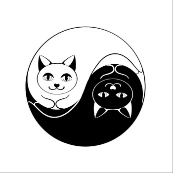 15 *15 см Yin Yang Cat Art Design Аксесоари за прозорци Броня Аксесоари за мотоциклети Винилови етикети