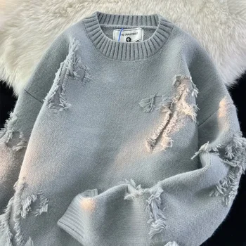 2023 Есен и y2k Градинска облекло За мъже, Нов пуловер с ресни в ретро стил, Безплатен Универсален пуловер за мъжете и жените, пуловер с дълъг ръкав