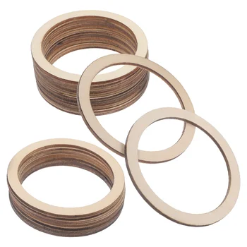 20pcs дървени пръстени Плоски Кръгове Непълни Дървени Кръгли пръстени Изделия от дърво