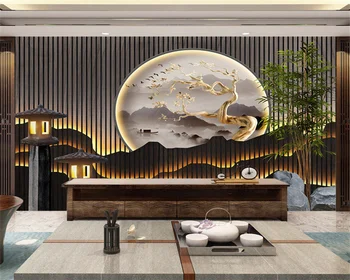 beibehang papel de parede Индивидуални модерни нови китайски тапети тапети rockery за всекидневната с триизмерна чайным къща