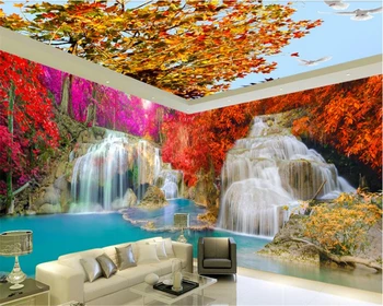 beibehang Дебели мащабна тапети красив пейзаж водопад 3D тема космически фон тапети начало декор хартия от папие-маше