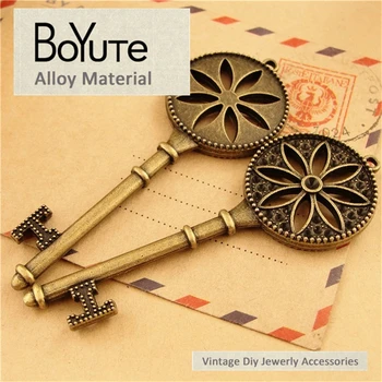 BoYuTe (10 бр./лот) 17*27 mm Метално окачване с древен бронзов покритие, ключодържатели за ключове, Аксесоари за бижута със собствените си ръце