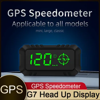 HD G7 Универсален автомобилен HUD GPS централен дисплей Дигитален авто скоростомер за всички превозни средства, Сензори за скоростта на Зелена светлина