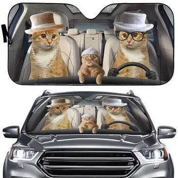 Homega American Bobtail Cat Авто Козирка, Семейна Котка Авто Предното Стъкло Слънчеви Блокове Животни Универсален сенника на Предното Стъкло,