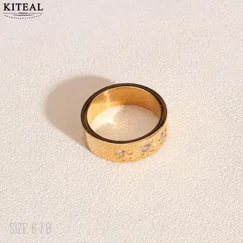 KITEAL Великолепния златно покритие цвят Размер 6 7 8 Момиче пръстени на юмрук с шестолъчната звезда на цената в евро на Бижута за жени