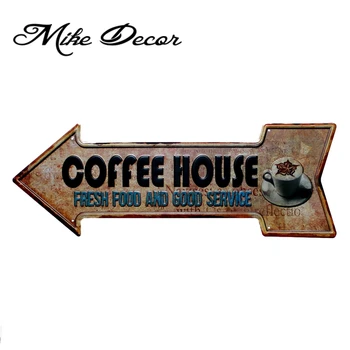 [Mike86 ] Реколта кафе-сладкарница, Свежи продукти, добро обслужване, Нерегулярная боядисване на метал, Стенни табели, Декор кафе YC-625