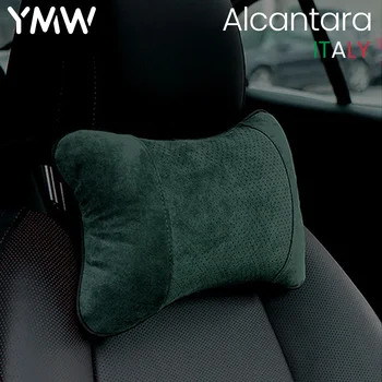 YMW Италианската Алкантара автомобилни възглавница за шията с двете страни от изкуствена кожа с един облегалката за глава са подходящи за универсални автомобилни възглавници с пълнеж от влакна