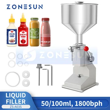 ZONESUN Ръчна Машина за бутилиране на течна паста и мед, Обзавеждане за дозиране фъстъчено пълнител за Чили сос, обзавеждане за дозиране фъстъчено Чили сос ZS-A03S