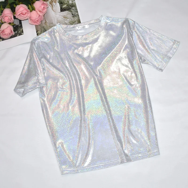 Нови летни стилни ярки копринени дамски блузи в стил ретро, чудесна свободна тениска с къс ръкав, сексуална клубна козметична женска тениска harajuku