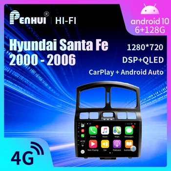 Авто DVD за Hyundai Santa Fe 2000-2006, авто радио, Мултимедиен плейър, Навигация, GPS, Android9, Двоен Din