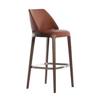 Американски бар столове от масивно дърво за бар, мебели Модерен минималистичен стол на рецепцията Скандинавски дизайн лесен луксозен висок бар стол