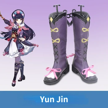 Аниме игра Genshin Impact Yunjin Personality, мъжки обувки за cosplay от изкуствена кожа