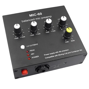 Балансиран динамичен Усилвател на микрофон, Музикален аудиоусилитель MIC-60 с фантом на захранването 48