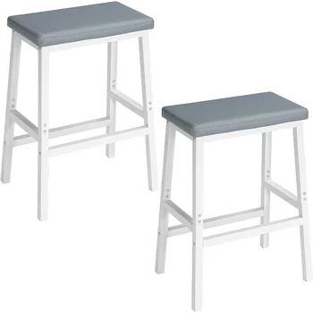 Бар столове HOOBRO, комплект от 2 стола, тапицирани с изкуствена кожа, за закуска, лесен монтаж, подходящи за кухня , трапезария
