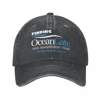 Бейзболни шапки В търсене на оборудване за управление на риска OceanGate Унисекс Реколта потертая деним шапка възстановяване на предишното положение с вълнуващи приключения