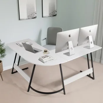 Бюро за домашния офис, модерен компютърен маса L-образна форма, бял бюро mesas bureau de chambre meuble