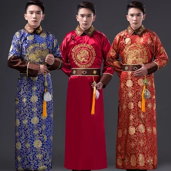 Висококачествен мъжки костюм на династията Цин, китайската традиционна дрехи на императора за сцена, мъжки халат Тан, облекло в народен стил, Облекло 89