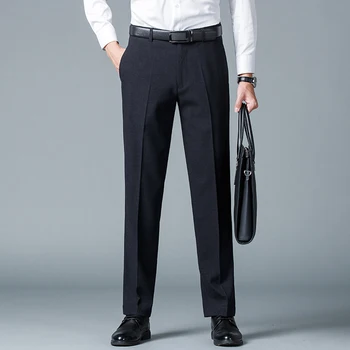 Висококачествени мъжки костюмные панталони Мъжки Тържествено Панталони Преките Бизнес Ежедневни Костюми, Панталони За официално работа в офис Класически черни Панталони
