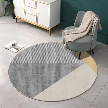 Геометричен дизайн Кръгъл килим Вътрешни Меки Подложки за спални Компютърен стол Мат Диван масичка за кафе, килимче за пода Детски килим Татами