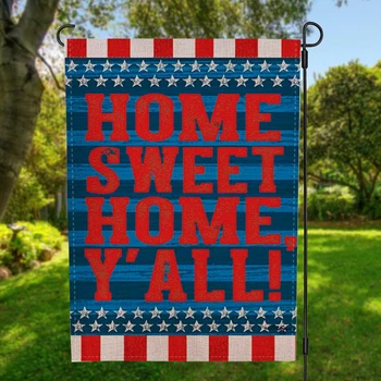 Двупосочен Флаг-Банер Home Sweet Home y 'all Garden с Ветрозащитной с Гумена Запушалка 12.5 х 18.5