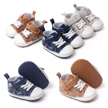 Детска парусиновая обувки, детски парусиновая обувки с висок берцем, Бродирани детски обувки BC2302