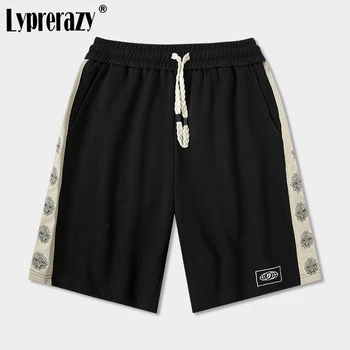 Директни шорти Lyprerazy Summer National Tide с бродерия от листа от бамбук, свободни мъжки ежедневни спортни къси панталони