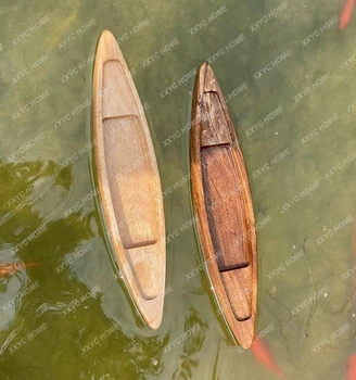 Дървена играчка ръчна изработка на Дървена лодка Риболовна лодка от масивна дървесина Модел на лодка дом декорации