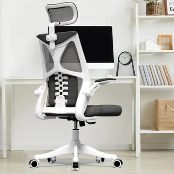 Ергономичен офис стол Younmall, офис стол с висока облегалка, работно кресло от дишаща мрежа с лумбална опора, работно стол с превръщането механизъм