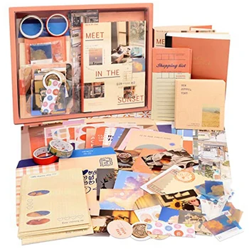 Естетически комплект за албуми, набор от ненужни списания с принадлежности за водене на регистър / scrapbooking, подарък за тийнейджърка