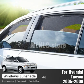 За Hyundai Tucson JM 2005-2009 Магнитен авто козирка Рамка предна предното стъкло Шторка Аксесоари за слънчеви очила в задния страничен прозорец