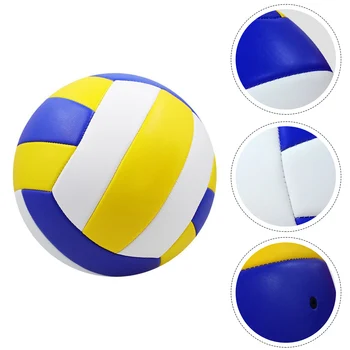 За тренировки на закрито, волейбол, плажен топката на открито, удобно износостойкого машинно шиене, PVC, синьо / бяло / жълто Отборните спортове