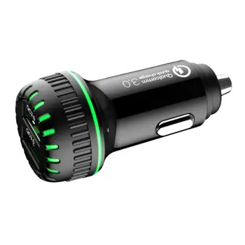 Зарядно за кола USB, Fast Car Charger Socket Бързо Зарядно за Кола USB Адаптер QC 3.0 Двойна Пристанище С Led Подсветка, USB Car Charger Бързо Зареждане