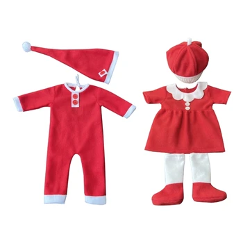 Коледен костюм за снимане на новороденото Костюм Червени костюми Екипировки Гащеризон с Шапка за снимане на фото студио подпори 40JC