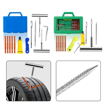 Комплект за ремонт на автомобилни гуми, инструменти за ремонт на дупки, авто Бескамерный комплект, комплект инструменти за занитване, накрайник за пункция автомобили, Клещи за гараж на иглата на върха