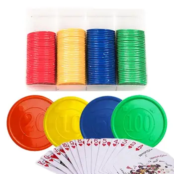 Комплект фигурки за настолни игри Маджонг Джетон, 160 бр. чипове за покер, материал ABS, карта за бинго, символи Parchis Casino Caddy.