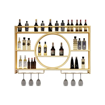 Луксозен Модерен шкаф за вино, монтиран на стената lcd дисплей, Златни рафтове, Вино багажник, Държач за бутилки, Склад