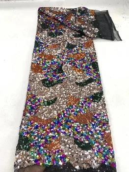 Луксозна Нигерийская лейси плат с пайети ръчно изработени 2023, благородна окото бродерия, Африканска Френска лейси плат за сватбена рокля