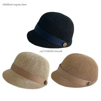 Лятната сламена шапка за малки момичета, широка периферия шапка за малки момичета, плажна шапка с сенника, солнцезащитная шапка за момичета, дишаща детска шапка-директен доставка