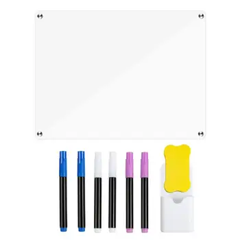 Магнитна дъска-календар за хладилник, акрилна седмично дъска за сухо изтриване, прозрачна плака за седмичен график, дъска за списъка за пазаруване за хладилник