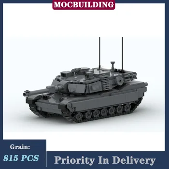 Модел на военен танк MOC City Building Block Assembly M1A2 с въртяща се кула, колекция двигатели, серия играчки за момчета, подарък за рожден ден