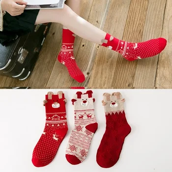 Модерен и удобен есенно-зимни нови чорапи red elk tube, Коледна тема, червени чорапи Year of life