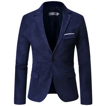 Модерен Нов мъжки Вельветовый всекидневни бизнес костюм 2024 г., палто / мъжки однотонное рокля на една пуговице, блейзери, яке