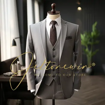 Модерен сако и панталони, моден бутик, обикновен бизнес случайни мъжки костюм, комплект от 3 теми, сватбена рокля за булката, костюм за парти