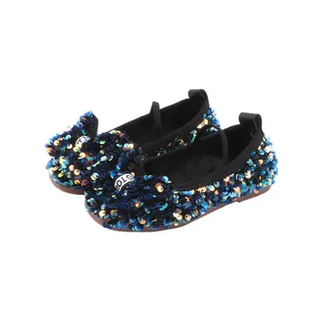 Модни пролетни детски обувки на плоска подметка с пайети във формата на пеперуда, ежедневни обувки с пайети под формата на banta за момичета, детски обувки за бебета