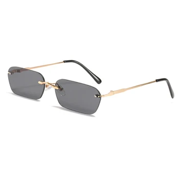 Модни слънчеви очила без рамки За мъже и жени, класически леки слънчеви очила за мъже, луксозни правоъгълни очила без рамки UV400