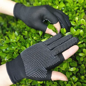 Найлонови против хлъзгане предпазни работни ръкавици с три пръста, за да се раздадат външни индустриални защитни работни ръкавици на половин пръст