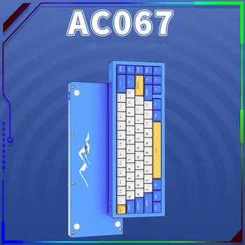Новата безжична клавиатура Ajazz Ac067 Ръчна детска Bluetooth клавиатура от алуминиева сплав Rgb за настолен компютър Mac Office