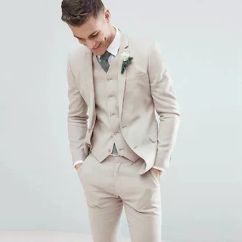 Официални Мъжки костюми, Сватбена мода Смокинги За Младоженеца И Лацканом Официално Сако Яке + Панталон + Елек на Костюм от 3 теми Homme Носете Slim Fit